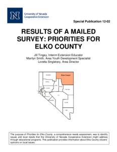 Results of a Mailed Survey: Priorities for Elko County