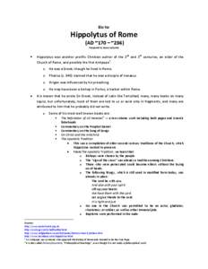 Bio for  Hippolytus of Rome