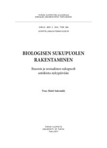 Biologisen sukupuolen rakentaminen. Ruumis ja sosiaalinen sukupuoli antiikista nykypäivään.