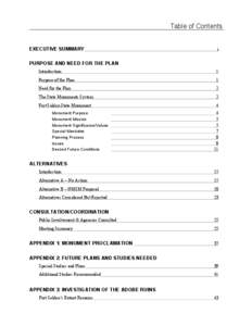 Table of Contents EXECUTIVE SUMMARY i  PURPOSE AND NEED FOR THE PLAN