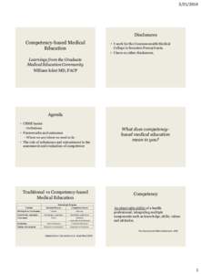 Disclosures Competency-based Medical Education