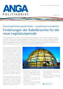ANGA Verband Deutscher Kabelnetzbetreiber e.V.  Politikbrief Ausgabe