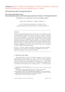 published as: Gilio, A., Pfeifer, N. & Sanfilippo, GTransitivity in coherence-  based probability logic. Journal of Applied Logic, 14, DOI: http://dx.doi.orgj.jalView author present