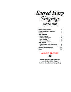 Music / Religious music / Hugh McGraw / Singing school / First Baptist Church / Christian Harmony / Harp / Southwest Texas Sacred Harp Singing Convention / James Landrum White / Sacred Harp / Shape note / Christian music