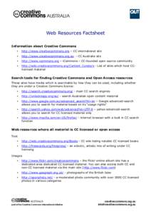 AUSTRALIA  Web Resources Factsheet Information about Creative Commons •