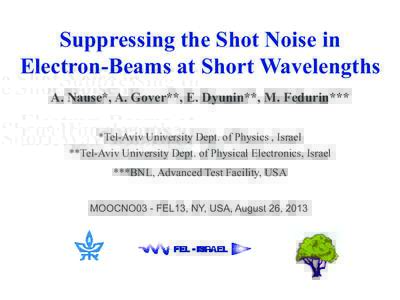 Suppressing the Shot Noise in Electron-Beams at Short Wavelengths A. Nause*, A. Gover**, E. Dyunin**, M. Fedurin*** *Tel-Aviv University Dept. of Physics , Israel **Tel-Aviv University Dept. of Physical Electronics, Isra