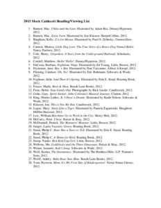 2013 Mock Newbery Reading/Viewing List