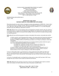 STATE OF NEW HAMPSHIRE DEPARTMENT OF SAFETY  Richard M. Flynn, Commissioner  Division of Fire Safety  Office of the State Fire Marshal  J. William Degnan, State Fire Marshal  Office: Richard 