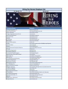 Hiring Our Heroes Employer List Ft. Worth, TX 29-Oct-14  Company Name