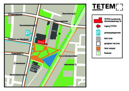 TETEM kunstruimte Stroinksbleekweg 16 Ingang TETEM parkeergelegenheid laad route gangbaar met auto