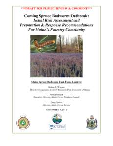 ***DRAFT FOR PUBLIC REVIEW & COMMENT***  Coming Spruce Budworm Outbreak: Initial Risk Assessment and Preparation & Response Recommendations For Maine’s Forestry Community