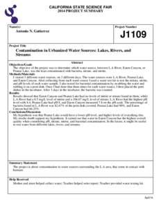 CALIFORNIA STATE SCIENCE FAIR 2014 PROJECT SUMMARY Name(s)  Antonio N. Gutierrez