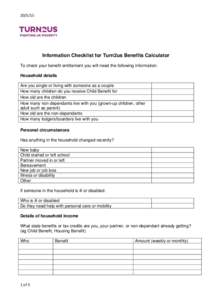 Turn2us Inforamtion Checklist