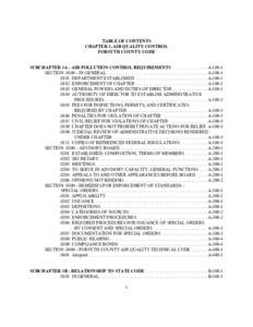 TABLE OF CONTENTS CHAPTER 3, AIR QUALITY CONTROL FORSYTH COUNTY CODE SUBCHAPTER 3A - AIR POLLUTION CONTROL REQUIREMENTS . . . . . . . . . . . . . . . A[removed]SECTION[removed]IN GENERAL . . . . . . . . . . . . . . . . . .