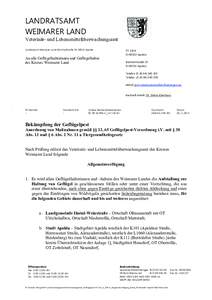 LANDRATSAMT WEIMARER LAND Veterinär- und Lebensmittelüberwachungsamt Landratsamt Weimarer Land, Bahnhofstraße 28, 99510 Apolda  PF 1354