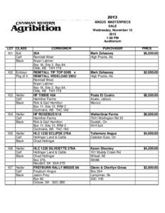 2013 ANGUS MASTERPIECE SALE Wednesday, November[removed]:00 PM