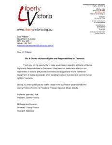 Microsoft Word - Liberty Victoria submission - Tasmanian Charter 2011.doc