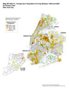 Map SF3 SB P-4: Foreign-born Population Arriving Between 1990 and 2000 by Census Tract New York City