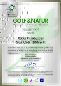 Deutscher Golf Verband GOLF&NATUR Mehr Qualität · Mehr Spielfreude · Mehr Zukunft