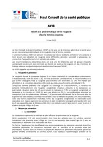 Haut Conseil de la santé publique AVIS relatif à la problématique de la rougeole chez la femme enceinte 23 mai 2011