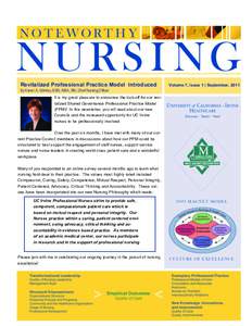 Volume 4, Issue 2 | Summer, 2008  Revitalized Professional Practice Model Introduced Volume 7, Issue 1 | September, 2011