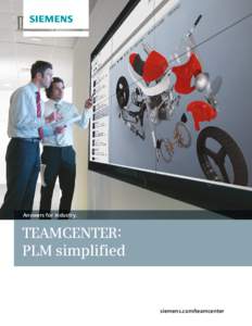 Answers for industry.  TEAMCENTER: PLM simplified  siemens.com/teamcenter