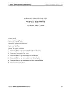 AFE[removed]Annual Report - Financial Statements - Alberta Heritage Savings Trust Fund