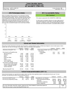 Texas Education Agency[removed]School Report Card W L HIGGINS EL[removed]District Name: NORTH LAMAR ISD Campus Type: Elementary