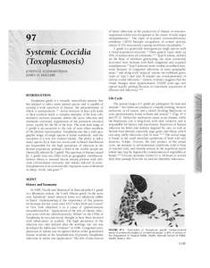 97 Systemic Coccidia (Toxoplasmosis) JOSEPH D. SCHWARTZMAN JAMES H. MAGUIRE