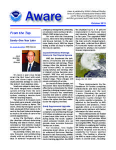 Aware From the Top Sandy—One Year Later Dr. Louis Uccellini, NWS Director  Louis