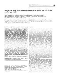 MLH1 / Oncogene / DNA mismatch repair / MAX / Period / Biology / Transcription factors / Myc