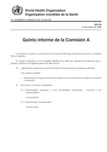 World Health Organization Organisation mondiale de la Santé 51a ASAMBLEA MUNDIAL DE LA SALUD A51[removed]de mayo de 1998