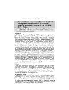 Crossing boundaries to promote stewardship between countries  A cross-national comparison of protected natural area systems in Russia and the Baltic States: 36 diverging systems ten years after the fall of the Soviet Uni