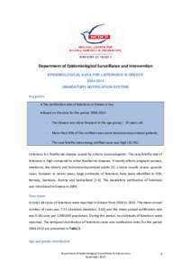 Department of Epidemiological Surveillance and Intervention EPIDEMIOLOGICAL DATA FOR LISTERIOSIS IN GREECE[removed]MANDATORY NOTIFICATION SYSTEM) Key points · The notification rate of listeriosis in Greece is low.