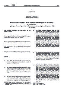 Regulation (EU) Noof the European Parliament and of the Council of 25 October 2012 applying a scheme of generalised tariff preferences and repealing Council Regulation (EC) No