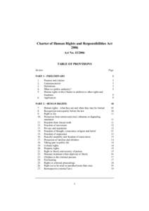 Charter of Human Rights and Responsibilities Act 2006 Act NoTABLE OF PROVISIONS Section