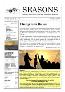 SEASONS Newsletter of the Catholic Parish of St. Thomas More, Mount Eliza 25th January[removed]Third Sunday in Ordinary Time