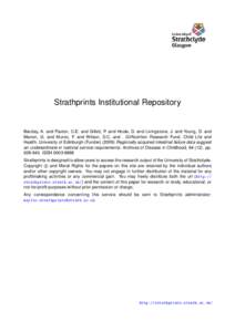 Strathprints Institutional Repository  Barclay, A. and Paxton, C.E. and Gillett, P. and Hoole, D. and Livingstone, J. and Young, D. and Menon, G. and Munro, F. and Wilson, D.C. and , GI/Nutrition Research Fund, Child Lif