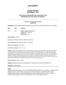Oregon Bulletin[removed]: WQ Standards Rule Revision, Klamath River