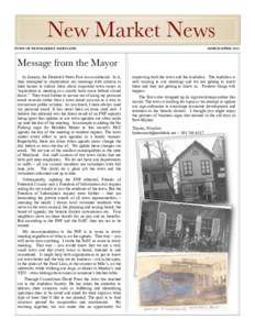 New Market News TOWN OF NEW MARKET, MARYLAND MARCH/APRIL 2013