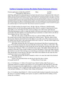 Southern Campaign American Revolution Pension Statements & Rosters Pension application of John Howel R5297 Transcribed by Will Graves Mary