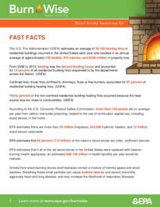 FAST FACTS The U.S. Fire Administration (USFA) estimates an average of 50,100 heating fires in residential buildings occurred in the United States each year and resulted in an annual average of approximately 150 deaths, 