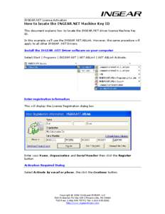 INGEAR.NET License Activation  INGEAR