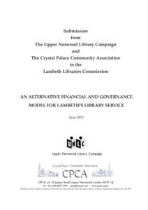 Submission from The Upper Norwood Library Campaign and The Crystal Palace Community Association to the