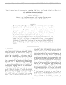 Generated using V3.1.2 of the official AMS LATEX template–journal page layout FOR AUTHOR USE ONLY, NOT FOR SUBMISSION!  Is a decline of AMOC causing the warming hole above the North Atlantic in observed and modeled war