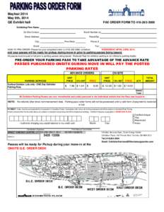 Mayfest 2014 May 9th, 2014 QE Exhibit hall FAX ORDER FORM TO[removed]