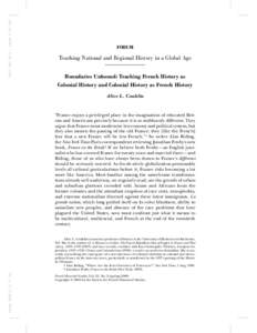 6017 FHS 23:2 / sheet 5 of 206  FORUM Teaching National and Regional History in a Global Age Boundaries Unbound: Teaching French History as