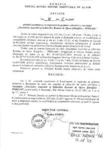 ROMANIA  OFICIUL ROh,IAN PENTRU DRXPTURILE DE AUTOR Dr,ctLtH.