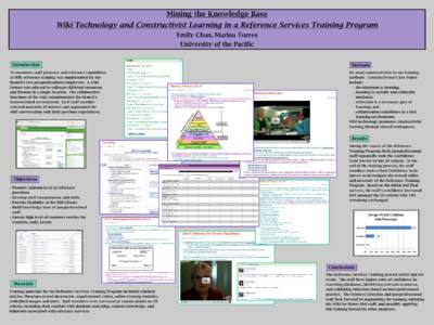 Mining the Knowledge Base Wiki Technology and Constructivist Learning in a Reference Services Training Program Emily Chan, Marina Torres University of the Pacific Introduction To maximize staff presence and reference cap