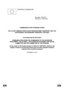 EUROPEAN COMMISSION  Brussels, [removed]SEC[removed]final  COMMISSION STAFF WORKING PAPER